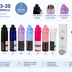 Garrafa Térmica de 800ml em Aço Inox